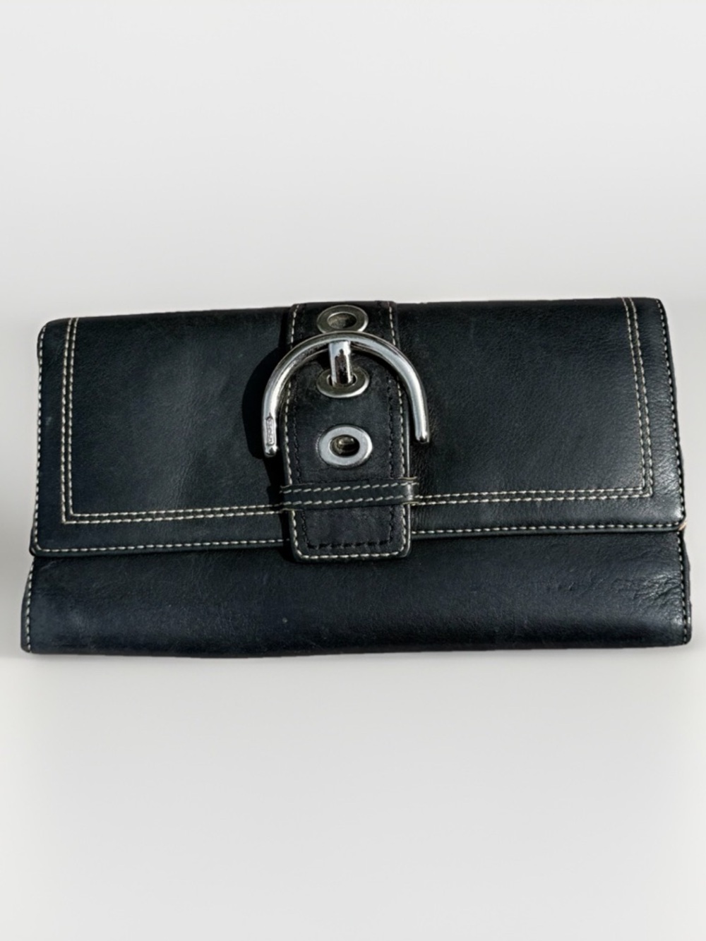 Vintage Coach Soho Black Tri-fold Leather Wallet